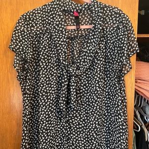 Black and white butterfly blouse